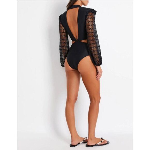 PatBO Net-Sleeve One-Piece Swimsuit - Picture 8 of 16